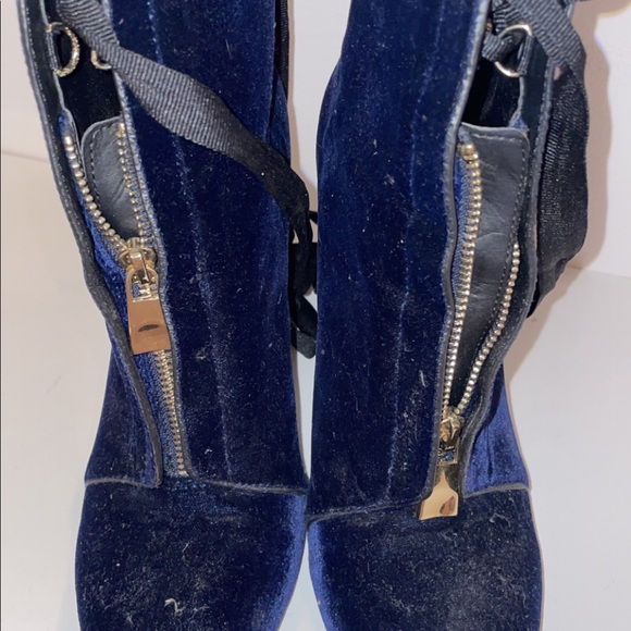 Midnight blue velvet bootie - Picture 2 of 2